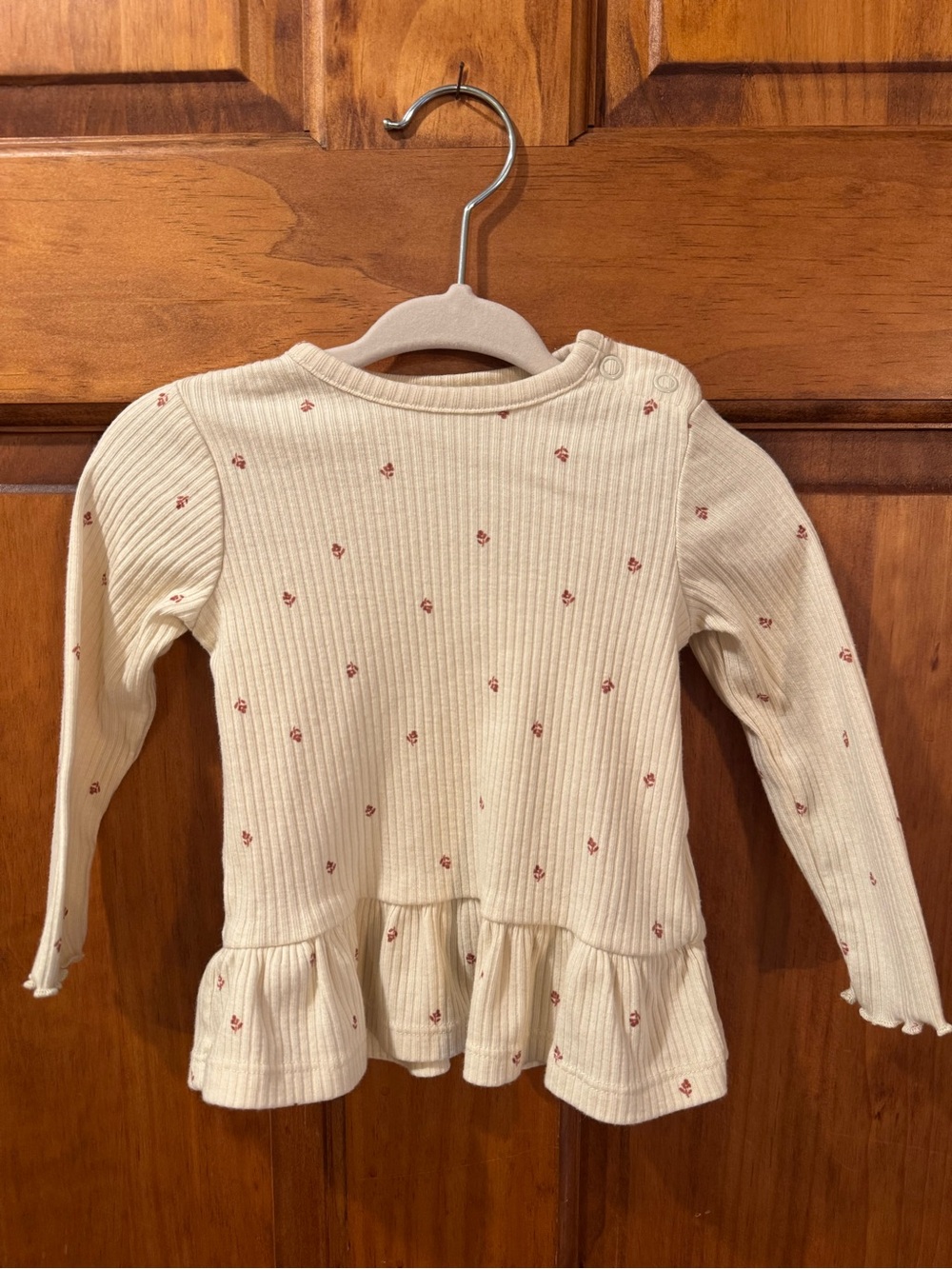 Carter's Cream Ribbed Floral-Print Set with Ruffle Hem - Picture 3 of 3